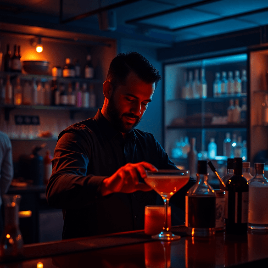 Bartender working